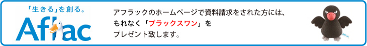 アフラックのホームページで資料請求をされた方には、もれなく「ブラックスワン」をプレゼント致します。
